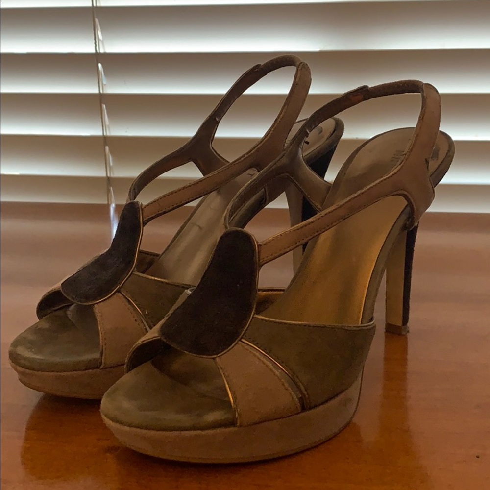 Nine West Sling Back Platform Suede Heels